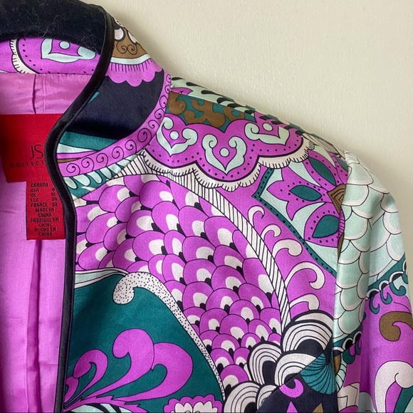 Whimsical purple vintage silk jacket - Picture 3 of 9